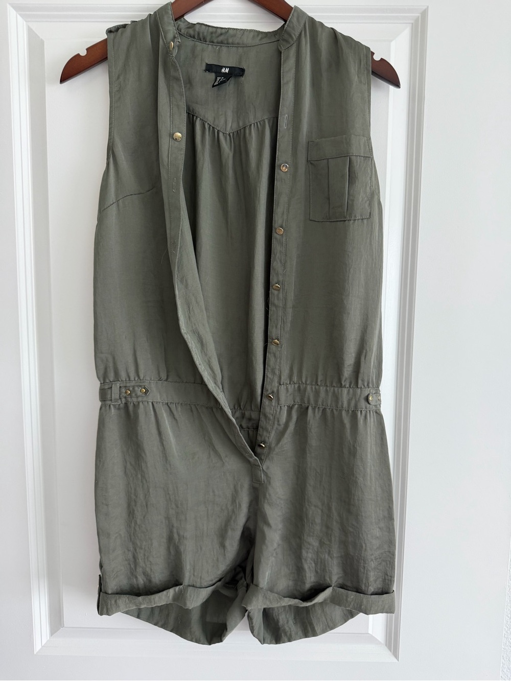 H&M Olive Utility Sleeveless Romper